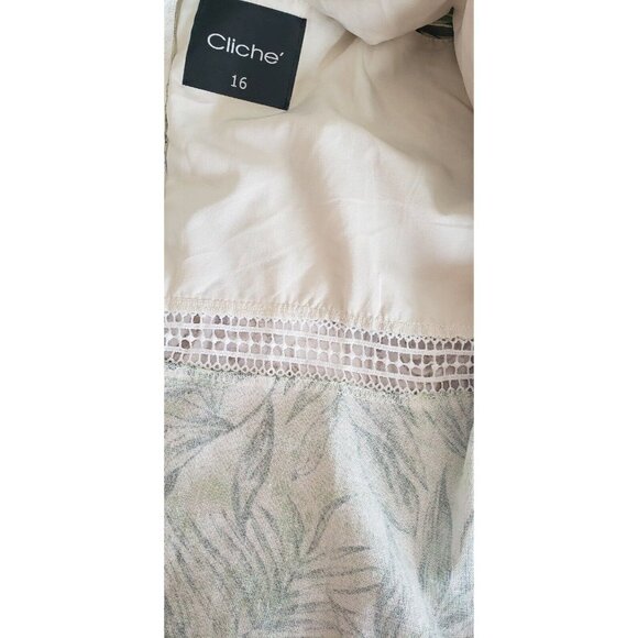 NEW CLICHE WOMEN'S LINEN LACE CAMI TANK TOP SPAGHETTI STRAPS  SZ 16 - Picture 7 of 7